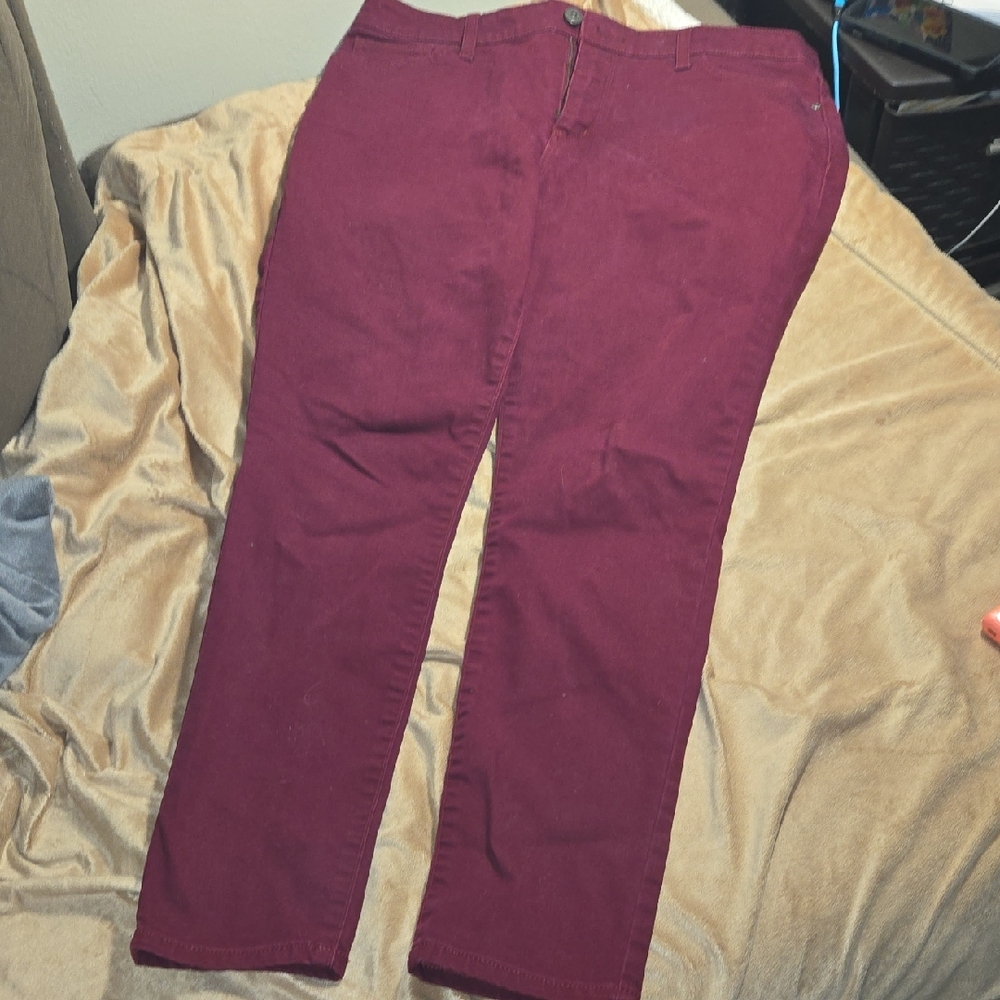 St. John's Bay Women's Dark Red Straight Leg Jeans